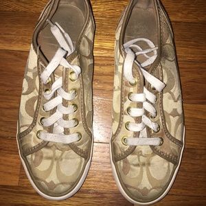 Girls Coach size 4 tan sneakers